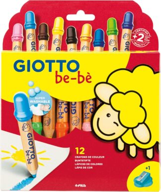 Lápis de Cor Giotto Be-bè Jumbo 12 Cores Aquarelável c/ Apontador