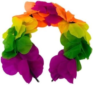 Tiara Havaiana com Flores Coloridas para Festa e Carnaval