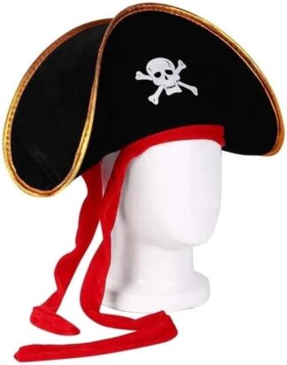 Chapéu Pirata de Veludo com Lenço para Festas e Fantasias