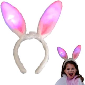 Tiara de Coelho com Led para Páscoa Infantil e Adulto
