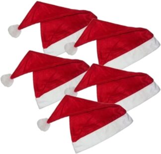 Kit 5 Gorros de Natal Papai Noel Premium 40cm Confortáveis
