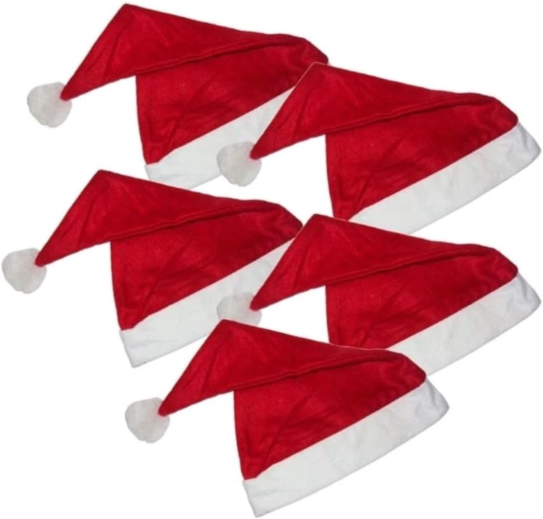 Kit 5 Gorros de Natal Papai Noel Premium 40cm Confortáveis 1 Kit 5 Gorros de Natal Papai Noel Premium 40cm Confortáveis