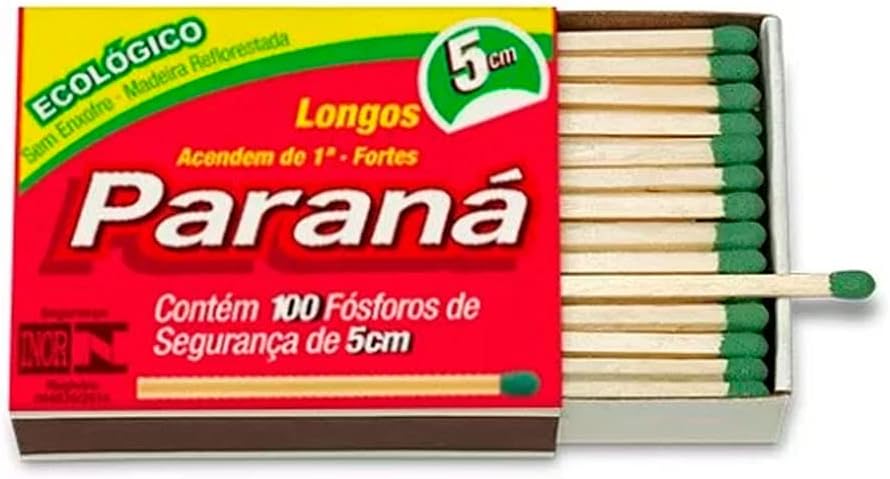 Fósforo Paraná Longo Eco com 100 Unidades para Casa 1 Fósforo Paraná Longo Eco com 100 Unidades para Casa