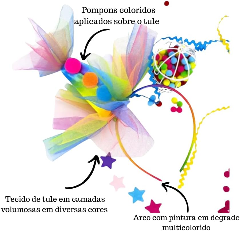 Tiara Chapéu de Palhaço com Pompom para Fantasia de Carnaval 2 Tiara Chapéu de Palhaço com Pompom para Fantasia de Carnaval - Imagem 2