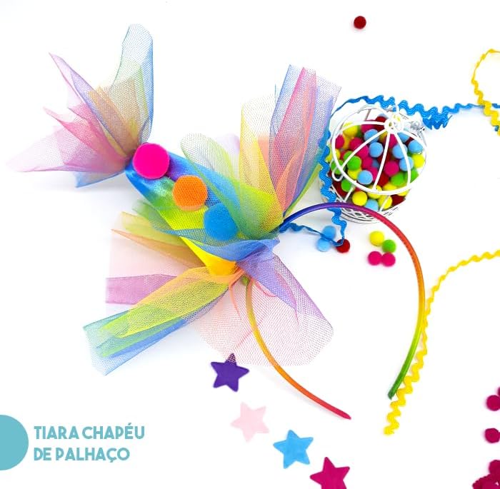 Tiara Chapéu de Palhaço com Pompom para Fantasia de Carnaval 5 Tiara Chapéu de Palhaço com Pompom para Fantasia de Carnaval - Imagem 5