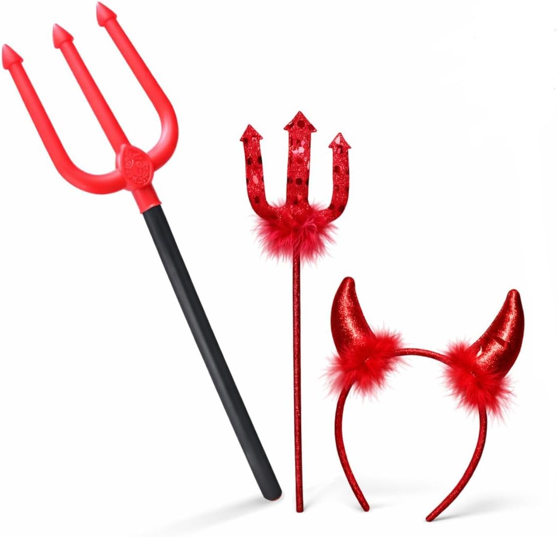 Tiara de Diabo com Tridente Acessório para Fantasia Halloween 1 Tiara de Diabo com Tridente Acessório para Fantasia Halloween