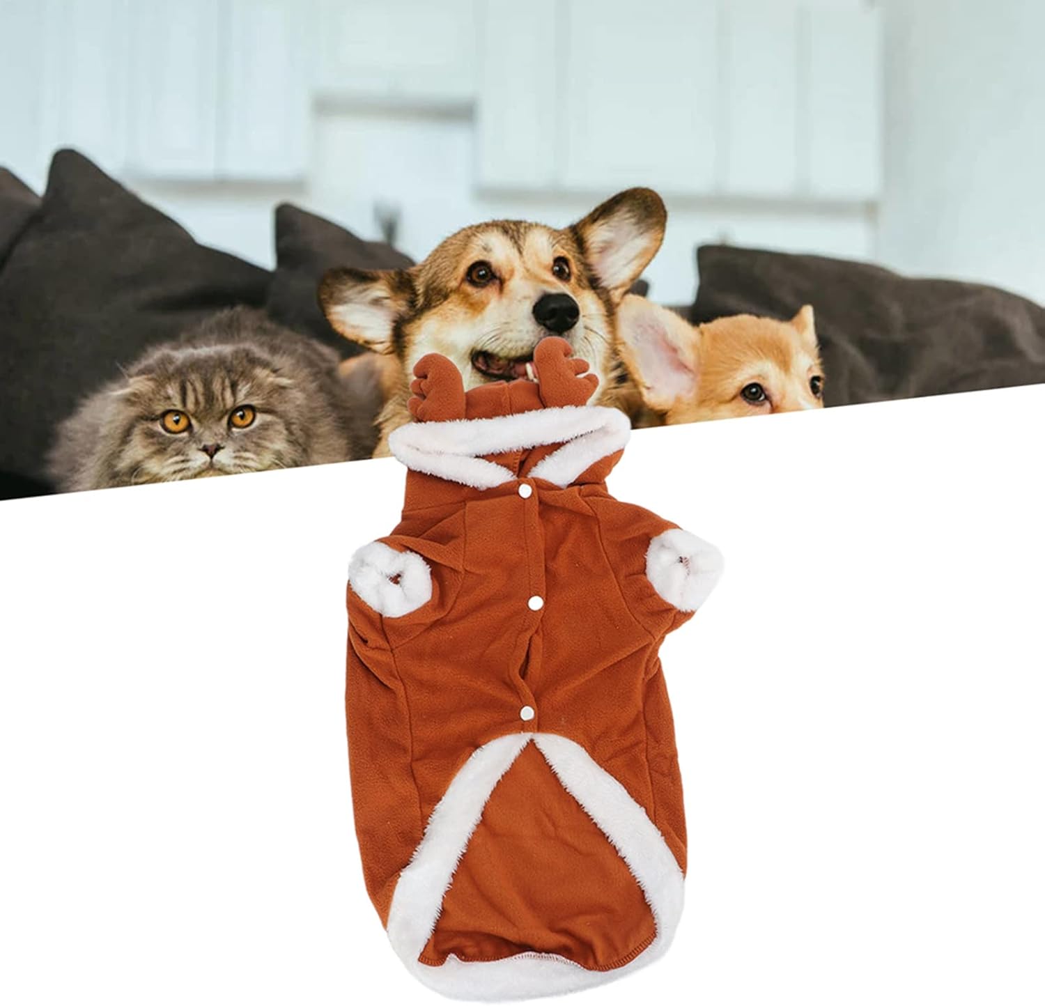 Casaco de Inverno para Cães Pilipane Alce Moletom com Capuz 3 Casaco de Inverno para Cães Pilipane Alce Moletom com Capuz - Imagem 3