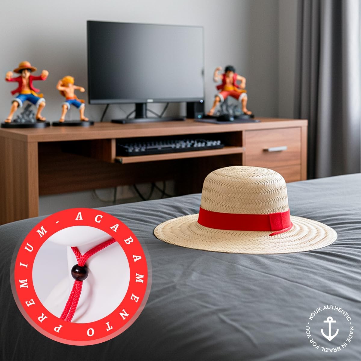 Chapéu de Palha Kouk Authentic Luffy One Piece Cosplay Unissex 5 Chapéu de Palha Kouk Authentic Luffy One Piece Cosplay Unissex - Imagem 5