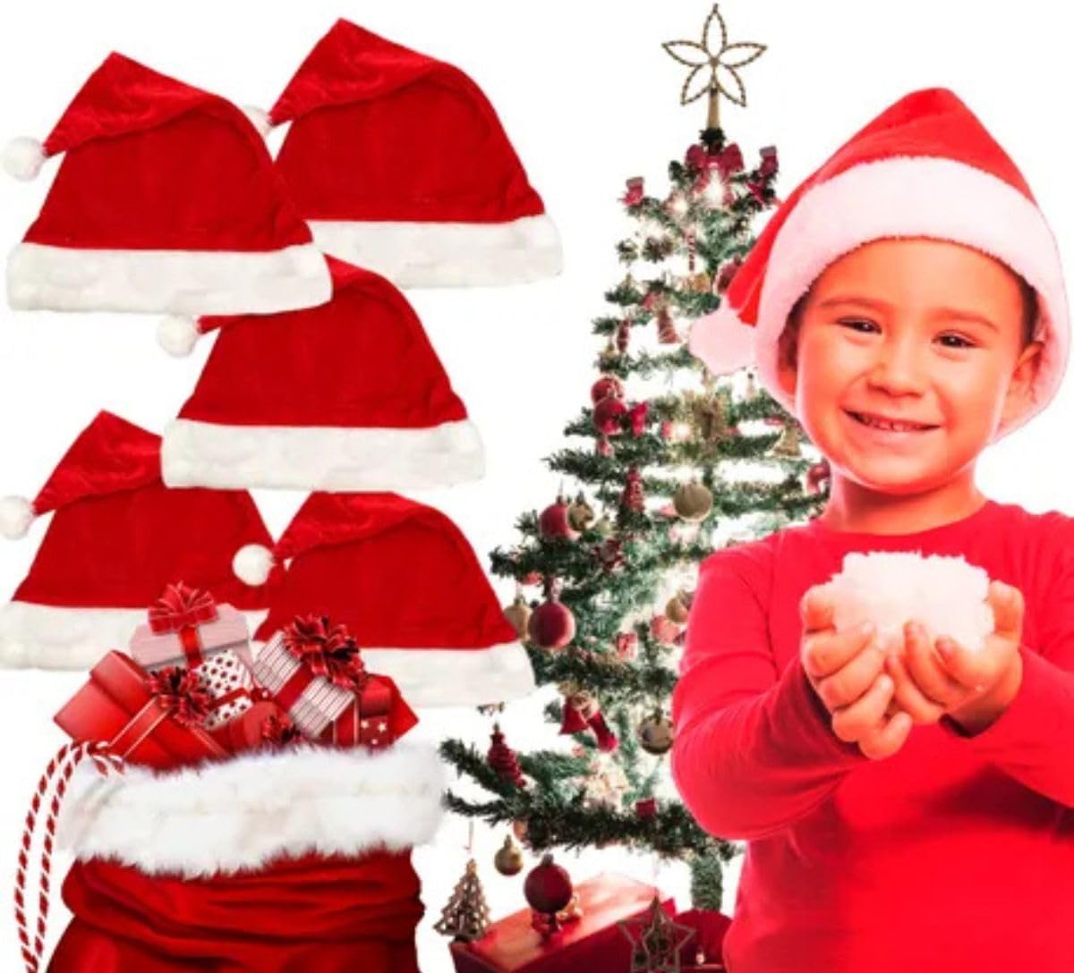 Kit 5 Gorros de Natal Papai Noel Premium 40cm Confortáveis 4 Kit 5 Gorros de Natal Papai Noel Premium 40cm Confortáveis - Imagem 4