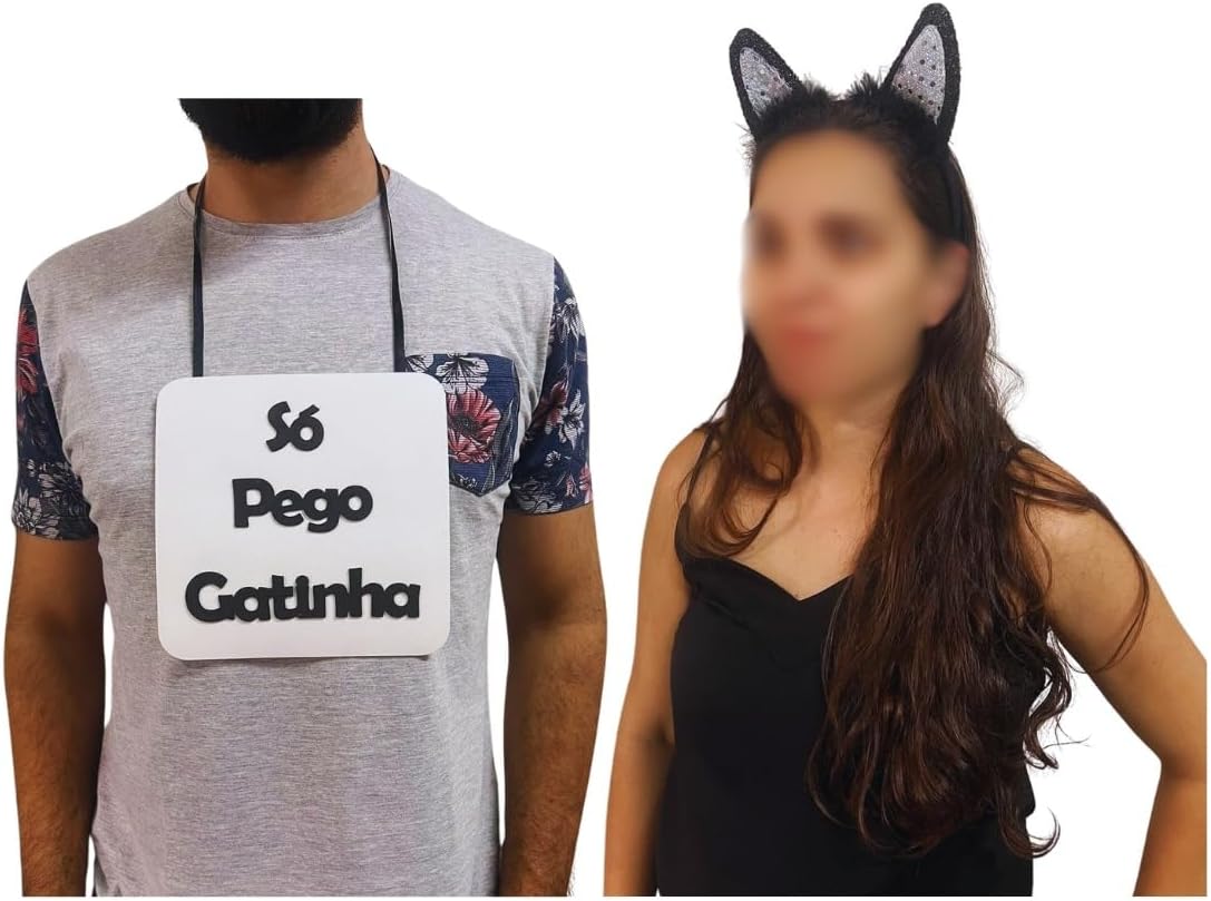 Plaquinha de Carnaval Gatinha com Tiara Fantasia para Bloquinho 3 Plaquinha de Carnaval Gatinha com Tiara Fantasia para Bloquinho - Imagem 3