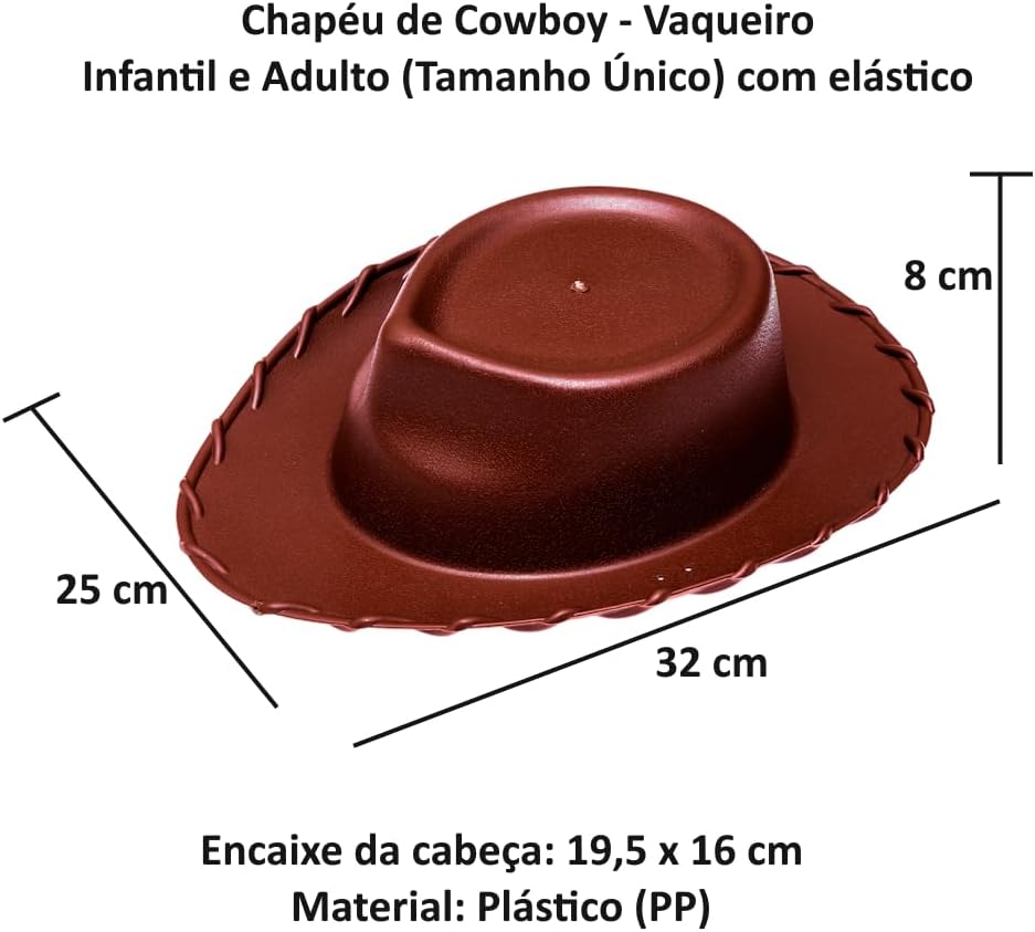 Chapéu de Cowboy Infantil Toy Master Fantasia Festa Vaqueiro 2 Chapéu de Cowboy Infantil Toy Master Fantasia Festa Vaqueiro - Imagem 2