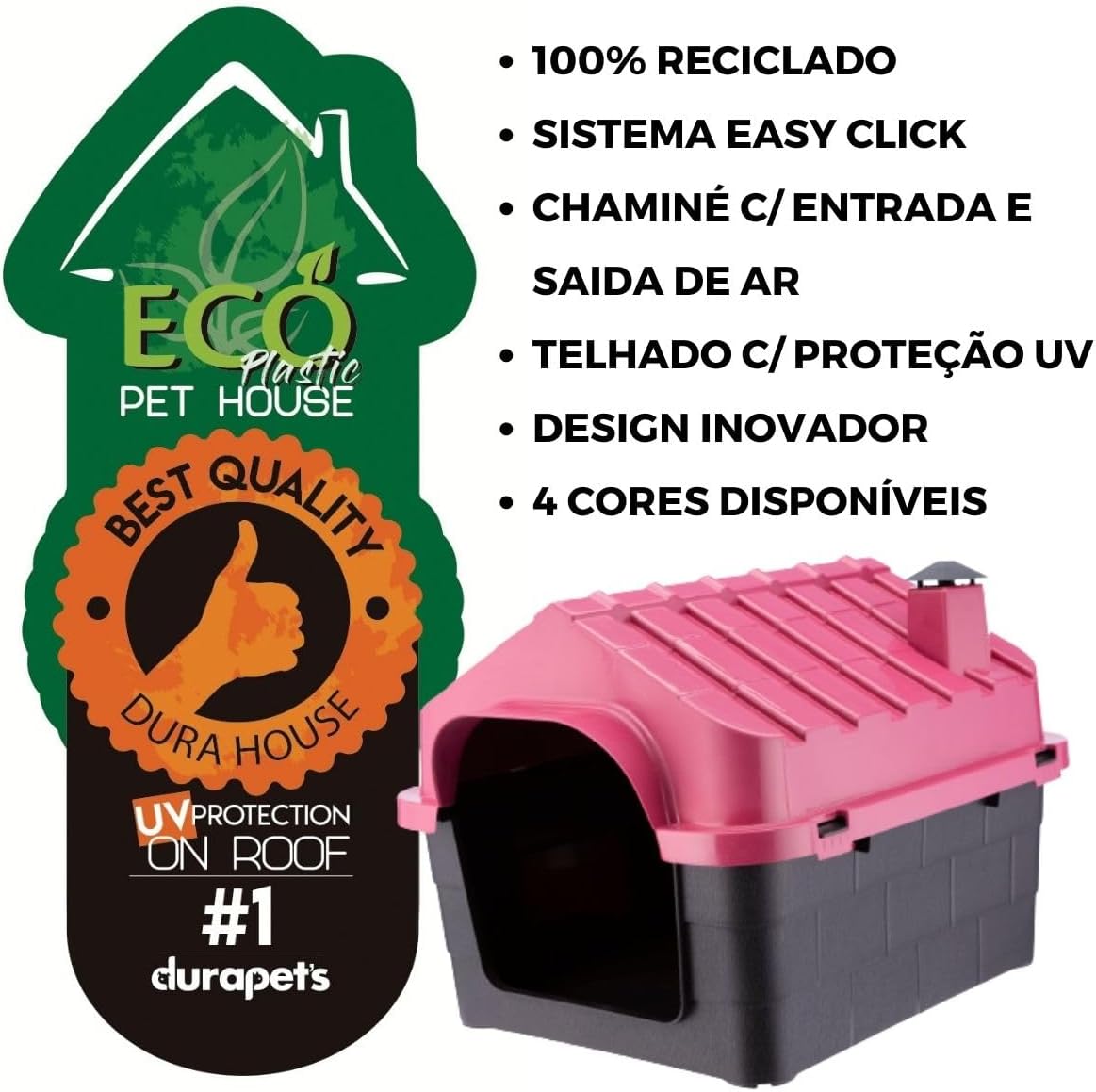 Casa de Cachorro Durapets Durahouse N.1 Rosa para Cães 3 Casa de Cachorro Durapets Durahouse N.1 Rosa para Cães - Imagem 3