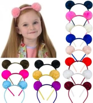 Tiara Infantil de Pompom Pelúcia Forrada Confortável Colorida