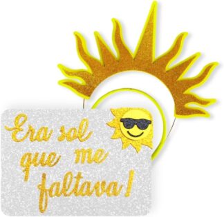 Kit Tiara Sol e Plaquinha para Fantasia de Carnaval
