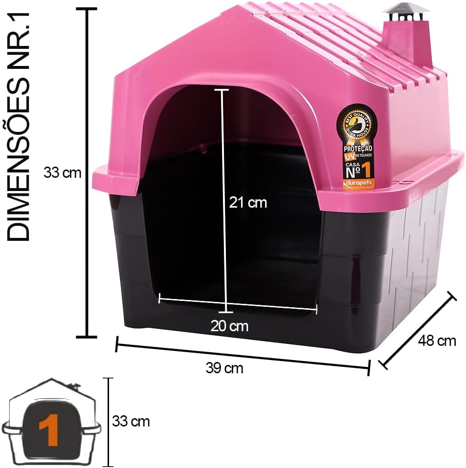 Casa de Cachorro Durapets Durahouse N.1 Rosa para Cães 2 Casa de Cachorro Durapets Durahouse N.1 Rosa para Cães - Imagem 2