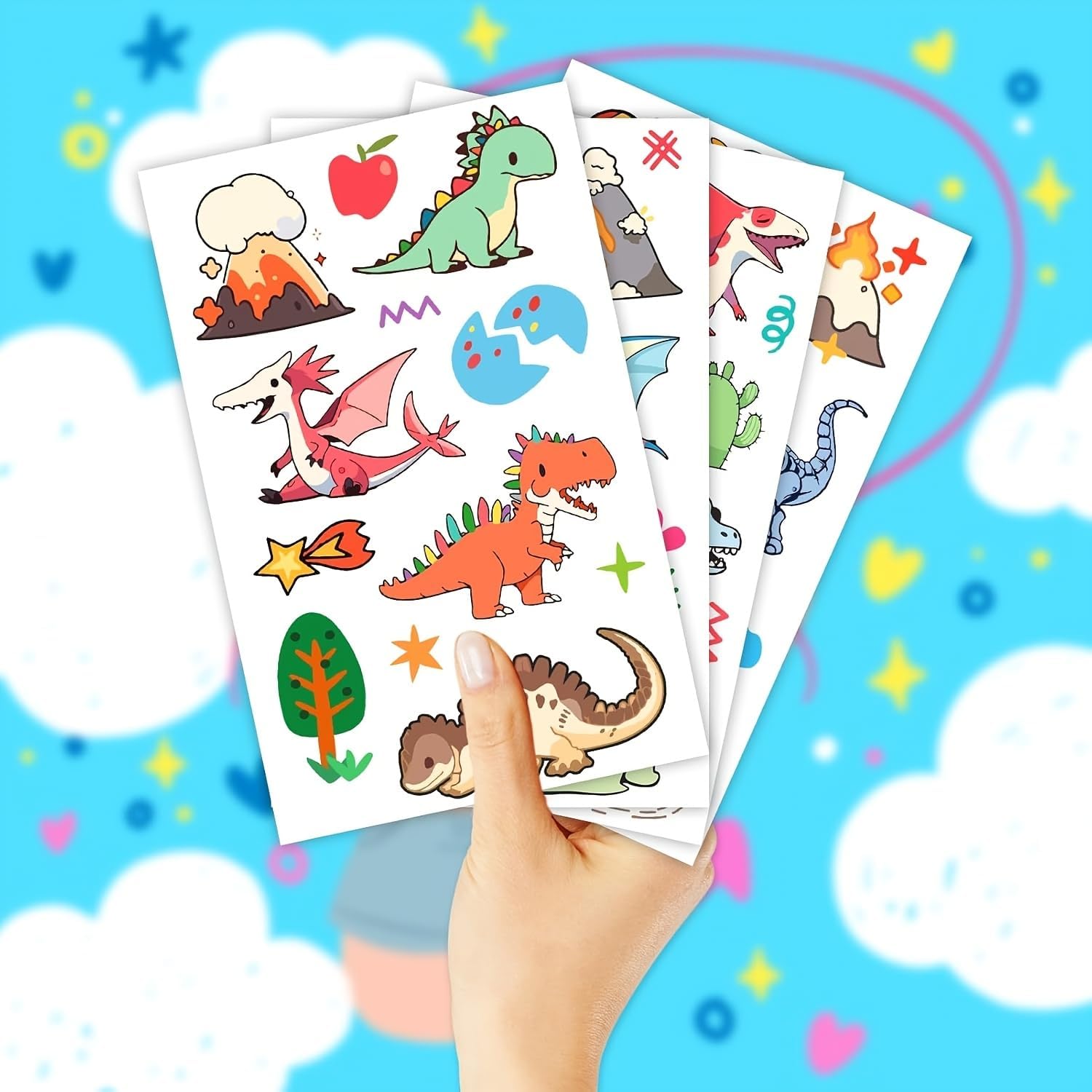 Tatuagens Temporárias Dinossauro Kit 14 Folhas para Festas 4 Tatuagens Temporárias Dinossauro Kit 14 Folhas para Festas - Imagem 4