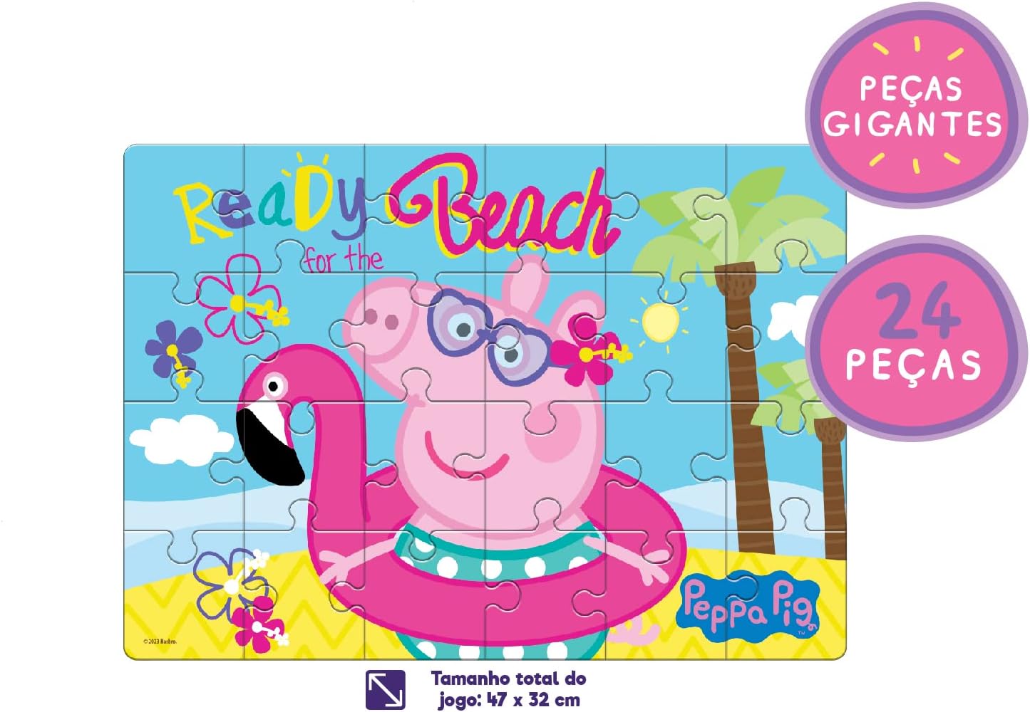 Quebra Cabeça Gigante Mimo Brinquedos Peppa Pig na Praia 24 Peças 2 Quebra Cabeça Gigante Mimo Brinquedos Peppa Pig na Praia 24 Peças - Imagem 2