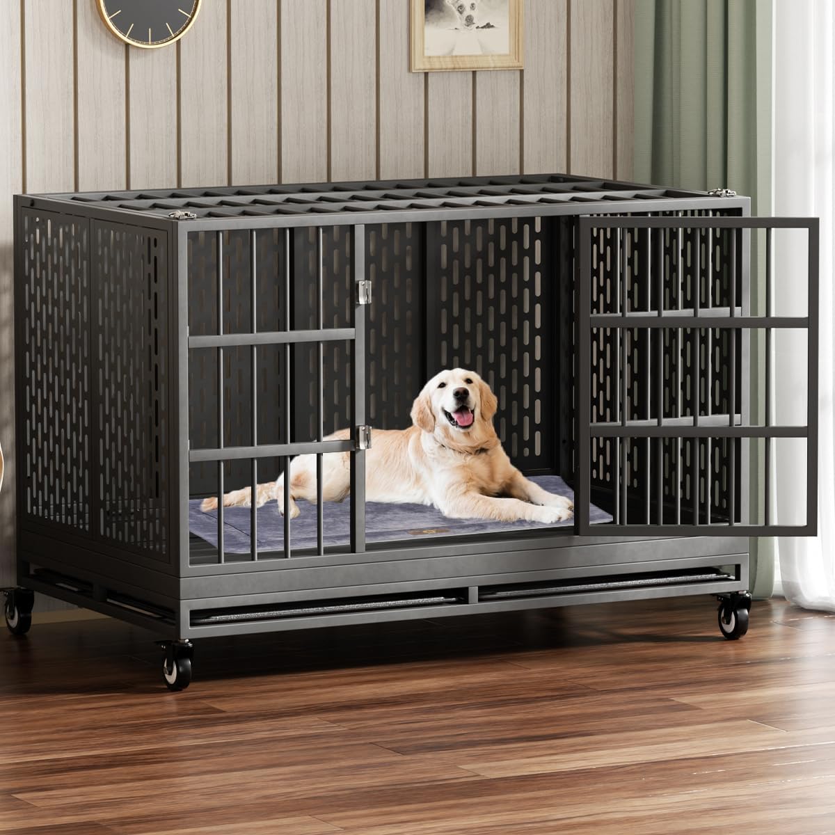 Gaiola para Cães Snuowu BJ-38 Resistente Dobrável de Metal 1 Gaiola para Cães Snuowu BJ-38 Resistente Dobrável de Metal