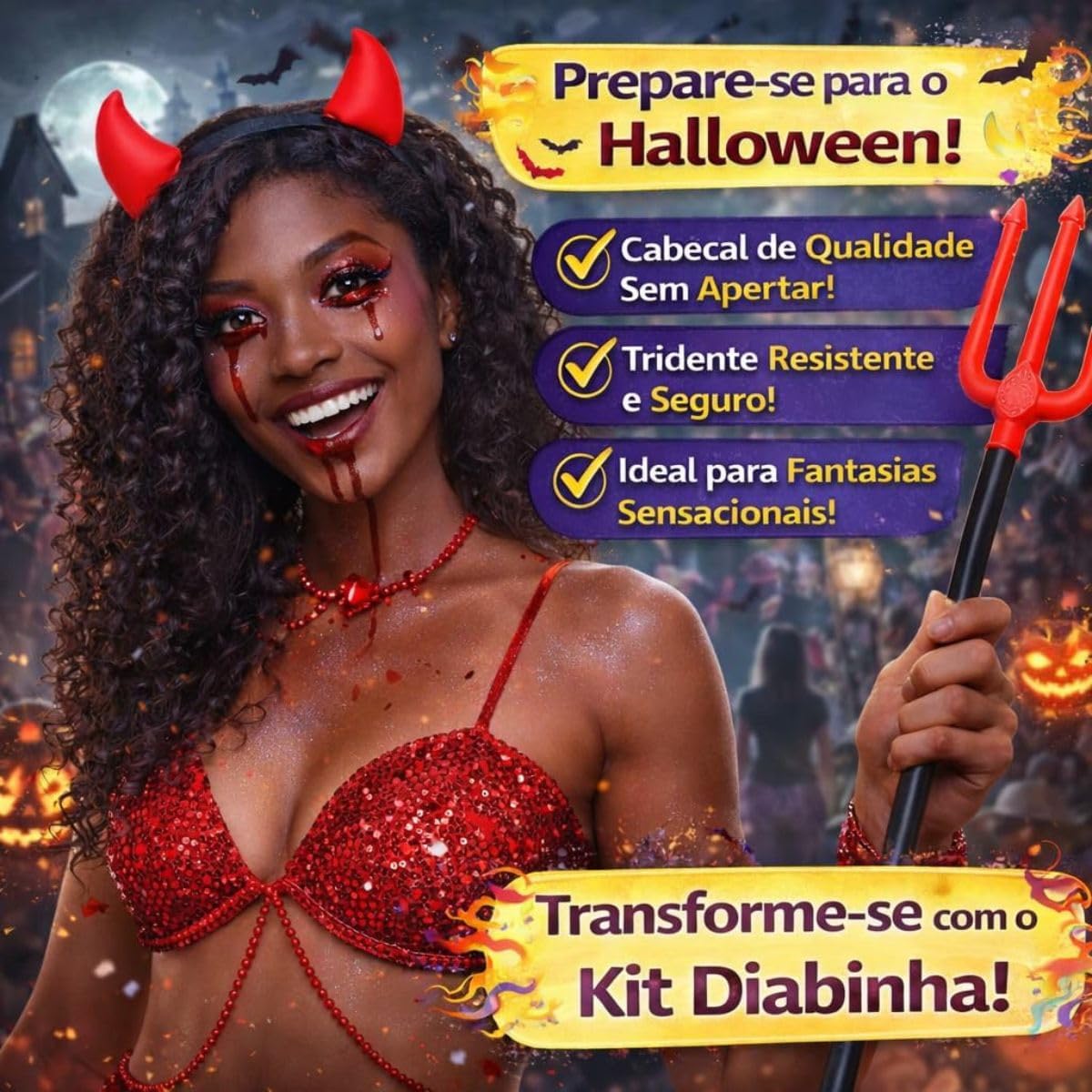 Tiara de Diabo com Tridente Acessório para Fantasia Halloween 5 Tiara de Diabo com Tridente Acessório para Fantasia Halloween - Imagem 5