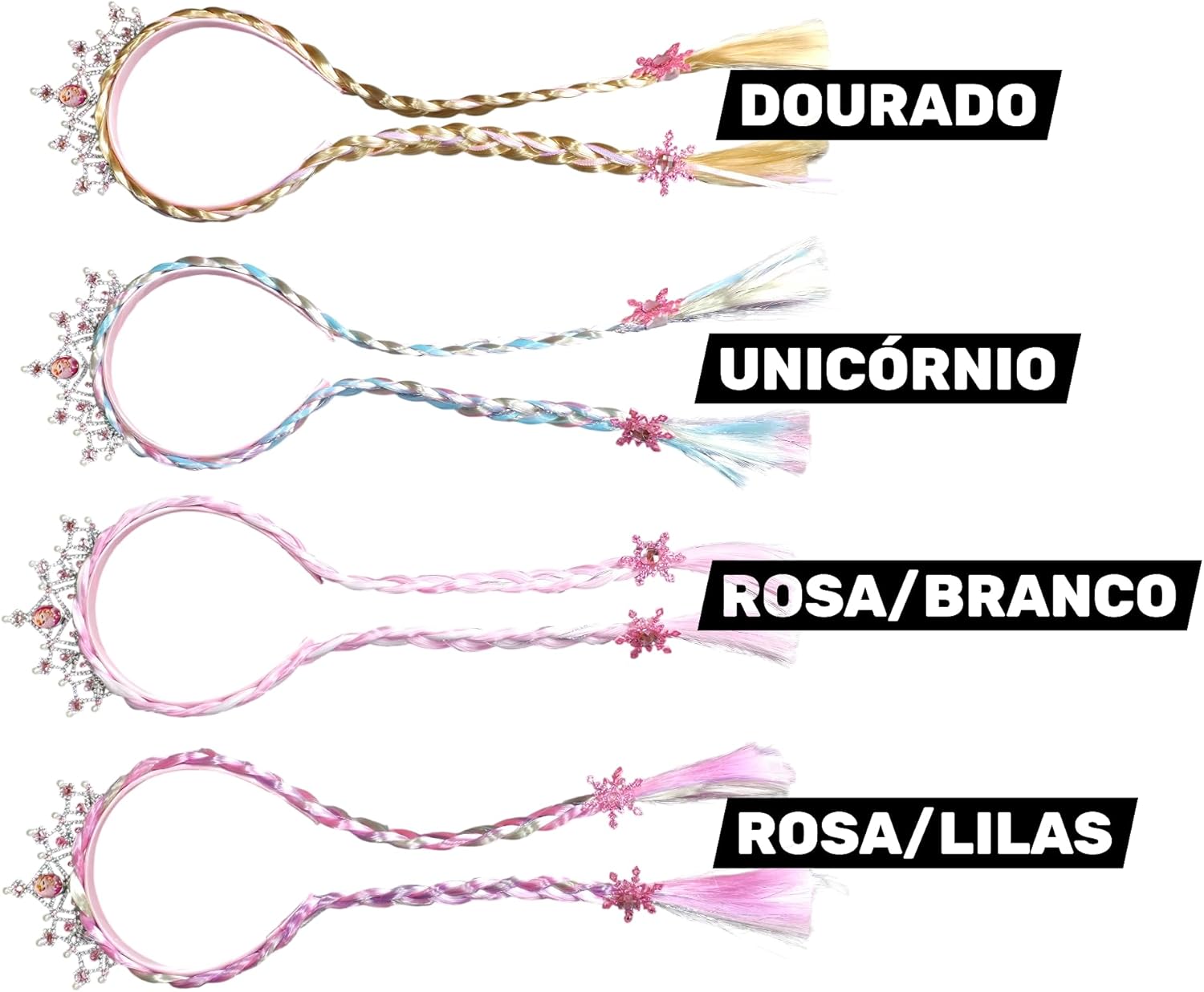 Tiara Princesa Infantil com Tranças e Coroa para Fantasias 2 Tiara Princesa Infantil com Tranças e Coroa para Fantasias - Imagem 2