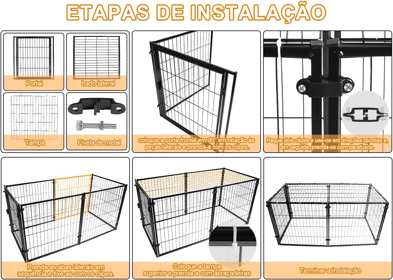 Gaiola de Metal Tarbaha para Cães Grande Resistente e Durável 6 Gaiola de Metal Tarbaha para Cães Grande Resistente e Durável - Imagem 6