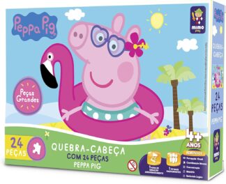 Quebra Cabeça Gigante Mimo Brinquedos Peppa Pig na Praia 24 Peças