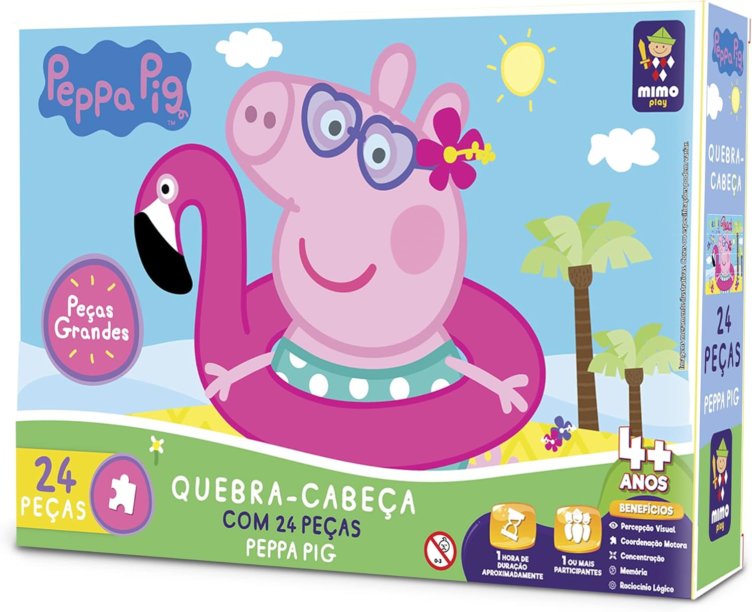 Quebra Cabeça Gigante Mimo Brinquedos Peppa Pig na Praia 24 Peças 1 Quebra Cabeça Gigante Mimo Brinquedos Peppa Pig na Praia 24 Peças