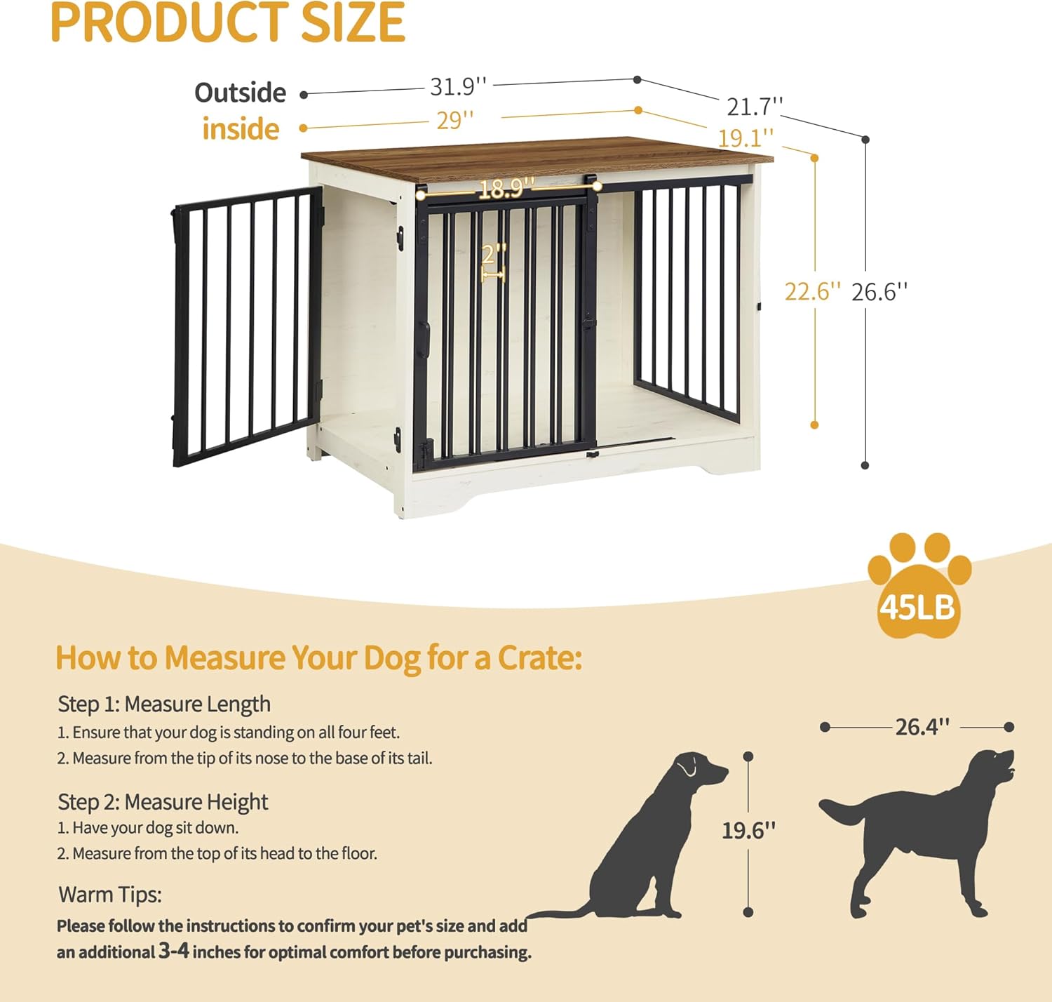 Gaiola para Cachorro Hzuaneri de Madeira com Porta de Celeiro 2 Gaiola para Cachorro Hzuaneri de Madeira com Porta de Celeiro - Imagem 2
