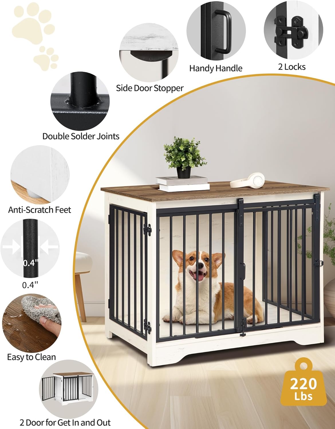 Gaiola para Cachorro Hzuaneri de Madeira com Porta de Celeiro 7 Gaiola para Cachorro Hzuaneri de Madeira com Porta de Celeiro - Imagem 7