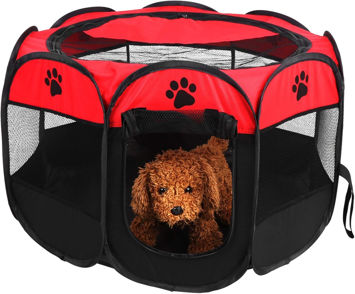 Cercadinho para Cães AYNEFY Dobrável em Tecido Oxford Vermelho 8 Cercadinho para Cães AYNEFY Dobrável em Tecido Oxford Vermelho - Imagem 8