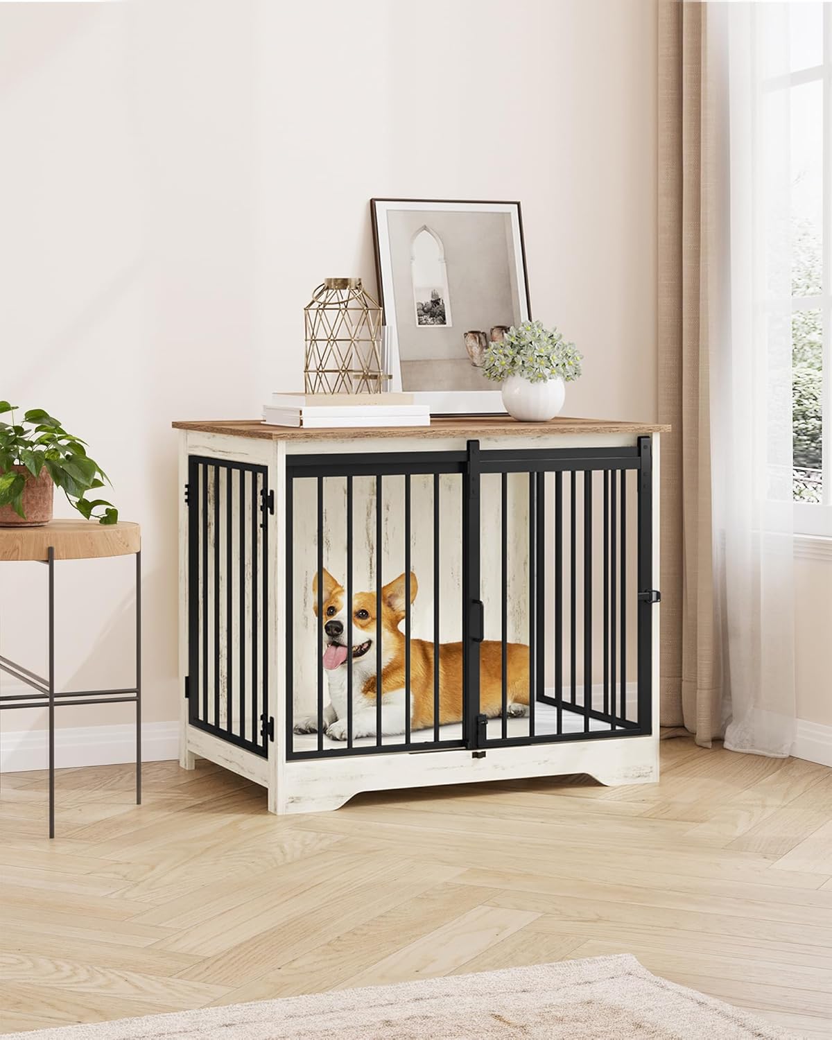 Gaiola para Cachorro Hzuaneri de Madeira com Porta de Celeiro 5 Gaiola para Cachorro Hzuaneri de Madeira com Porta de Celeiro - Imagem 5
