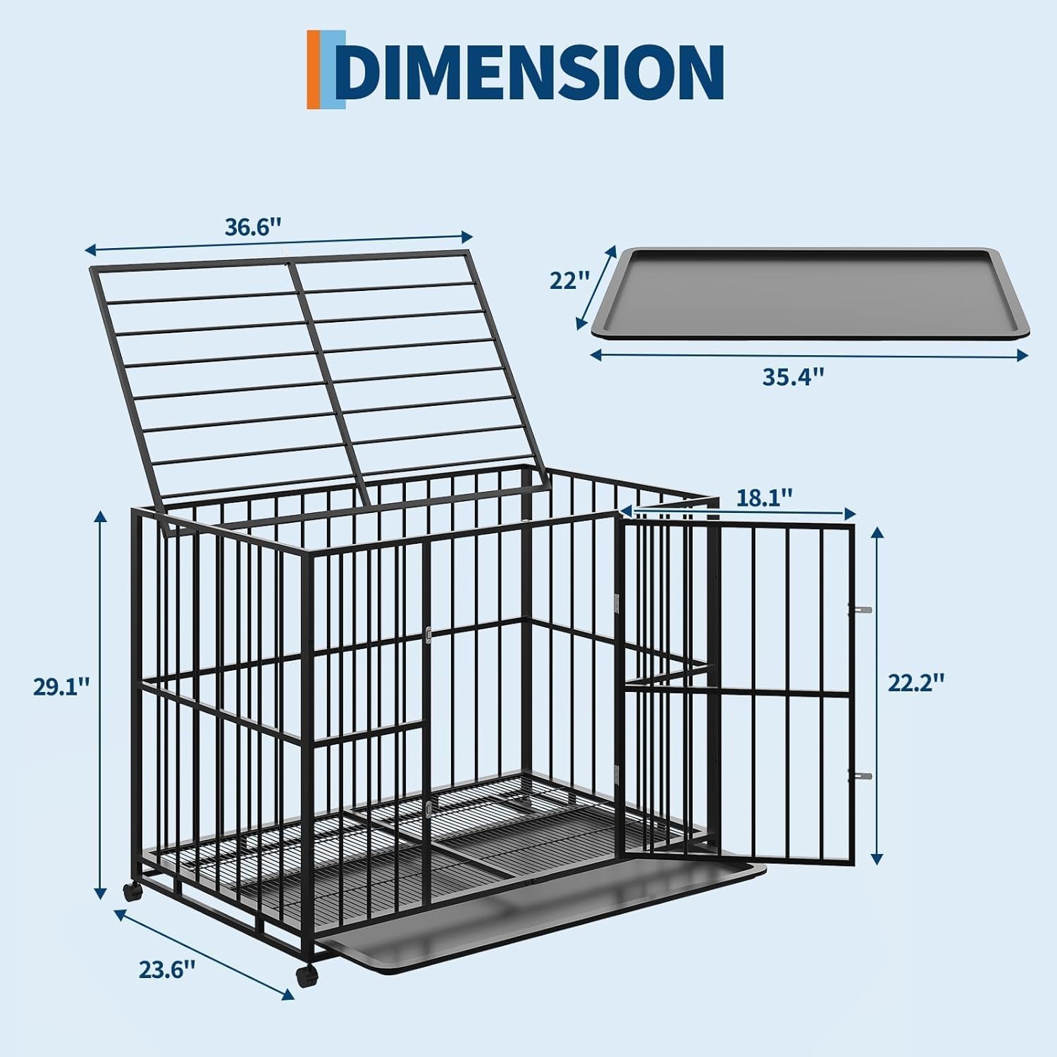 Caixa para Cães GAOMON 91cm Indestrutível em Aço Inoxidável 2 Caixa para Cães GAOMON 91cm Indestrutível em Aço Inoxidável - Imagem 2