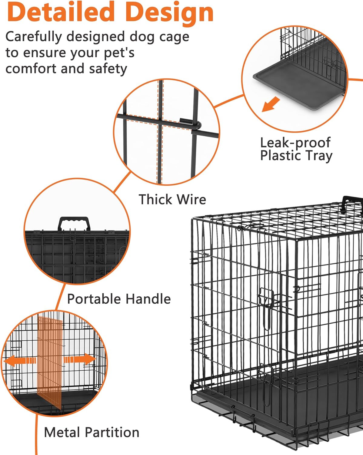 Caixa para Cães Piskyet 76cm com Porta Dupla e Bandeja 4 Caixa para Cães Piskyet 76cm com Porta Dupla e Bandeja - Imagem 4