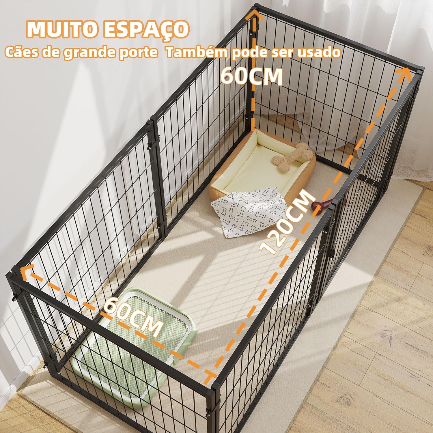 Gaiola de Metal Tarbaha para Cães Grande Resistente e Durável 2 Gaiola de Metal Tarbaha para Cães Grande Resistente e Durável - Imagem 2