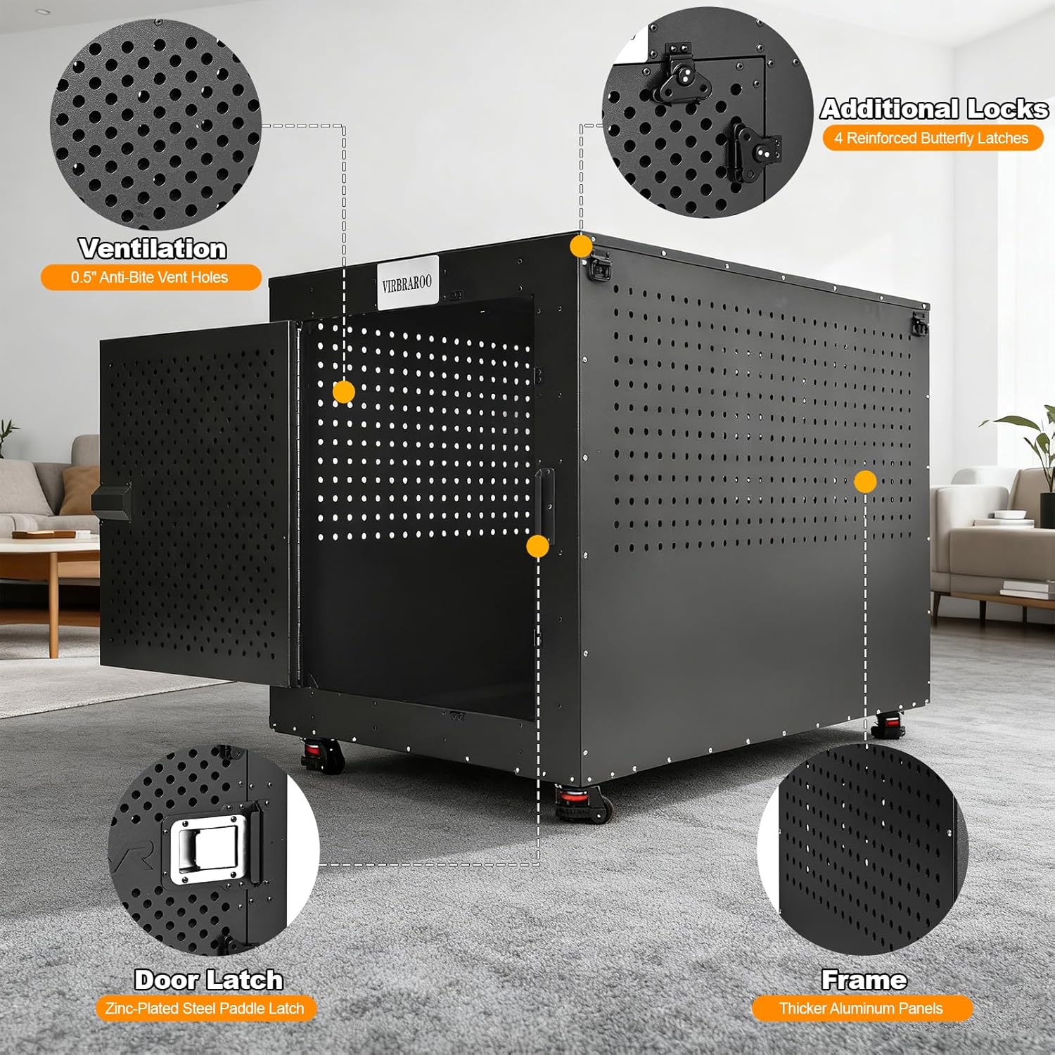 Gaiola para Cães Virbraroo Dog Crate Indestrutível Resistente 4 Gaiola para Cães Virbraroo Dog Crate Indestrutível Resistente - Imagem 4