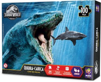 Quebra Cabeça Jurassic World Mosasauro 100 Peças Mimo Brinquedos