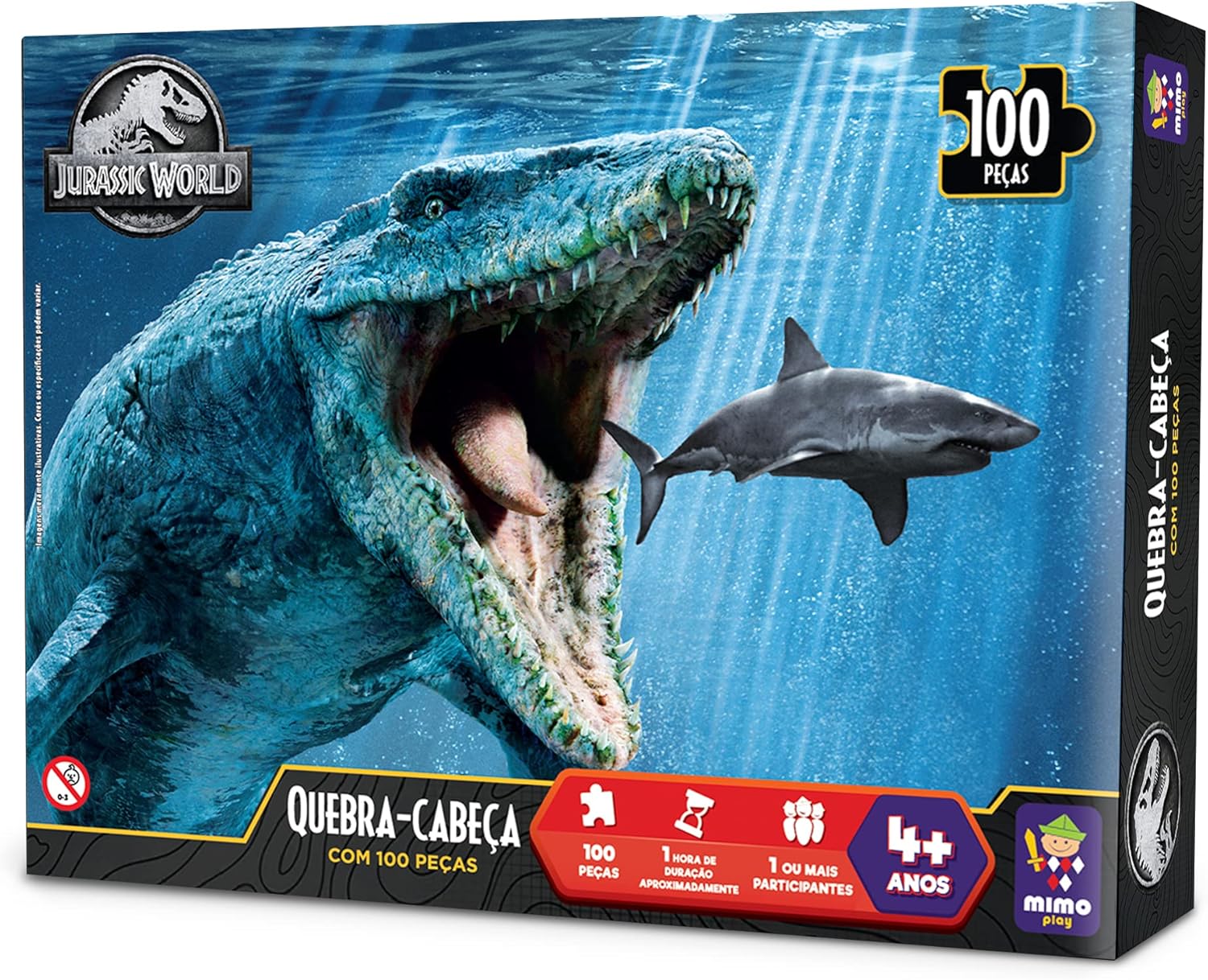 Quebra Cabeça Jurassic World Mosasauro 100 Peças Mimo Brinquedos 1 Quebra Cabeça Jurassic World Mosasauro 100 Peças Mimo Brinquedos