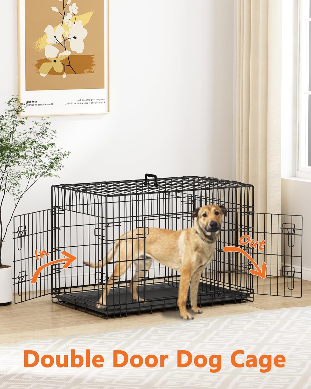 Caixa para Cães Piskyet 76cm com Porta Dupla e Bandeja 3 Caixa para Cães Piskyet 76cm com Porta Dupla e Bandeja - Imagem 3