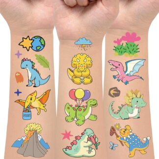 Tatuagens Temporárias Dinossauro Kit 14 Folhas para Festas