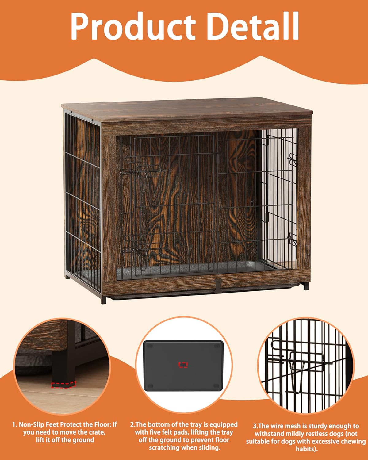 Gaiola para Cachorro Megidok Mesa Lateral Madeira Estilo Rústico 5 Gaiola para Cachorro Megidok Mesa Lateral Madeira Estilo Rústico - Imagem 5
