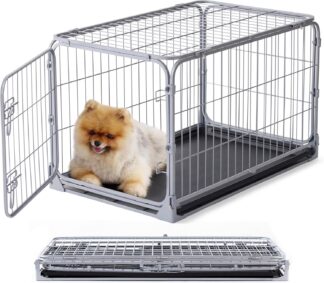 Caixote para Cães ZOMISIA Metal Dobrável com Travas Seguras