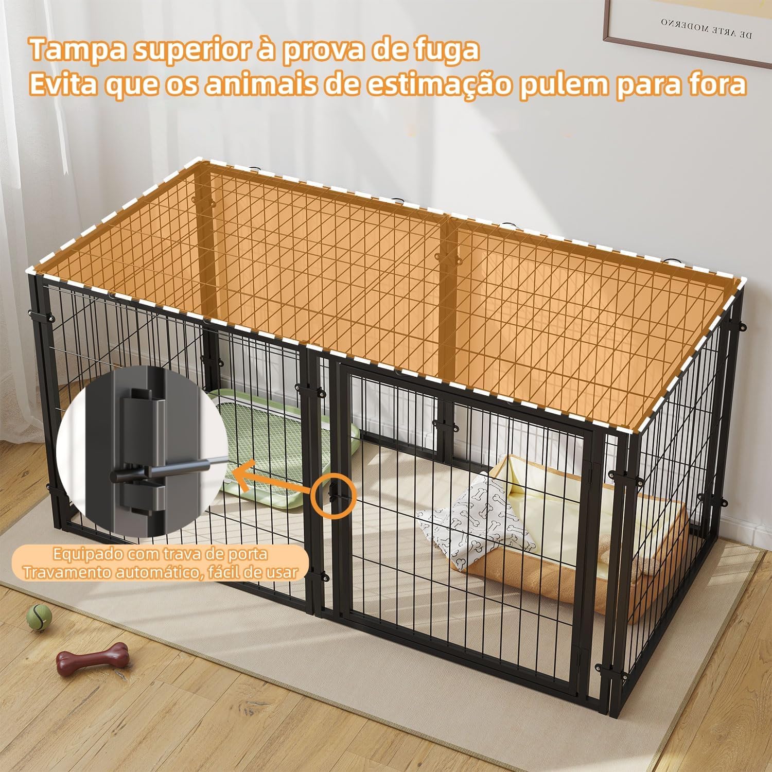 Gaiola de Metal Tarbaha para Cães Grande Resistente e Durável 3 Gaiola de Metal Tarbaha para Cães Grande Resistente e Durável - Imagem 3