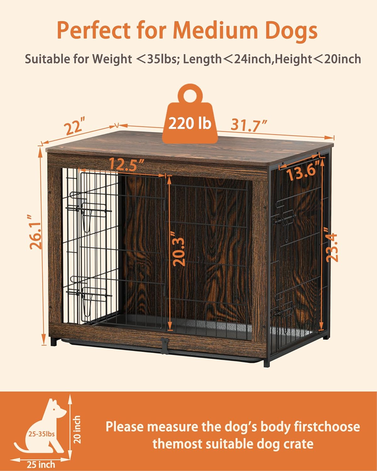 Gaiola para Cachorro Megidok Mesa Lateral Madeira Estilo Rústico 4 Gaiola para Cachorro Megidok Mesa Lateral Madeira Estilo Rústico - Imagem 4