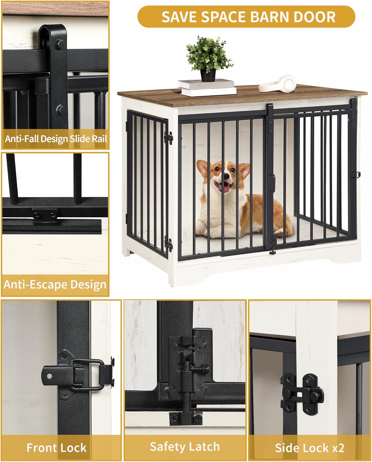 Gaiola para Cachorro Hzuaneri de Madeira com Porta de Celeiro 6 Gaiola para Cachorro Hzuaneri de Madeira com Porta de Celeiro - Imagem 6