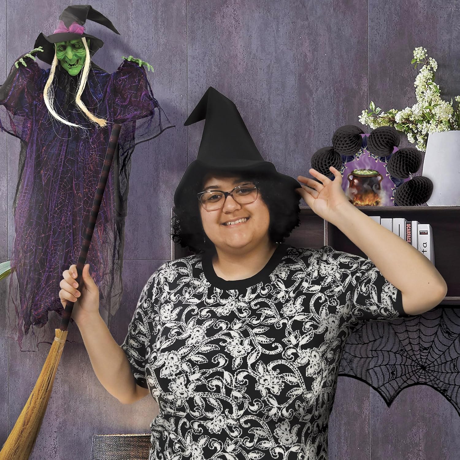 Chapéu de Bruxa Beistle Preto em Cetim para Festa Halloween 2 Chapéu de Bruxa Beistle Preto em Cetim para Festa Halloween - Imagem 2