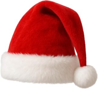 Gorro de Papai Noel Tradicional em Pelúcia para Decoração Natal
