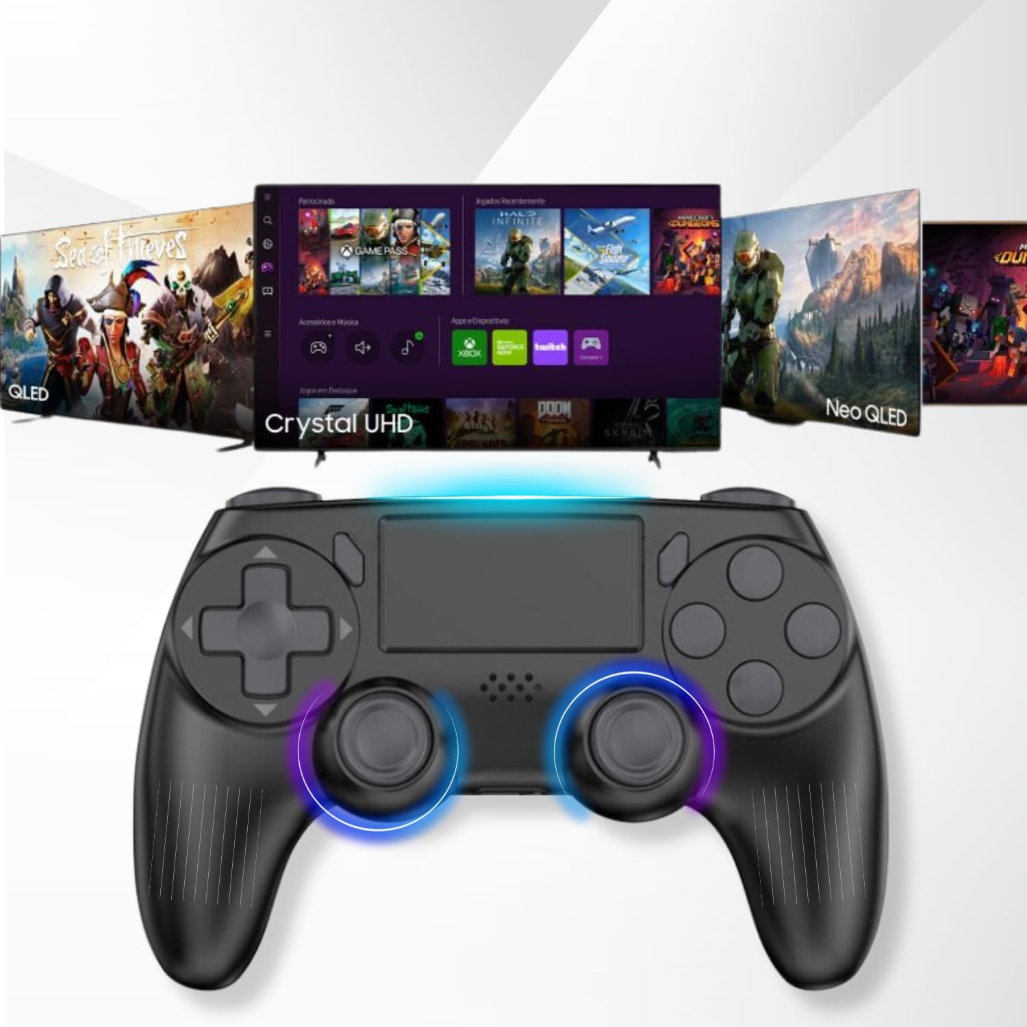 Controle Sem Fio Bluetooth Genrico para PS4 Slim Pro e PC Gamer Preto